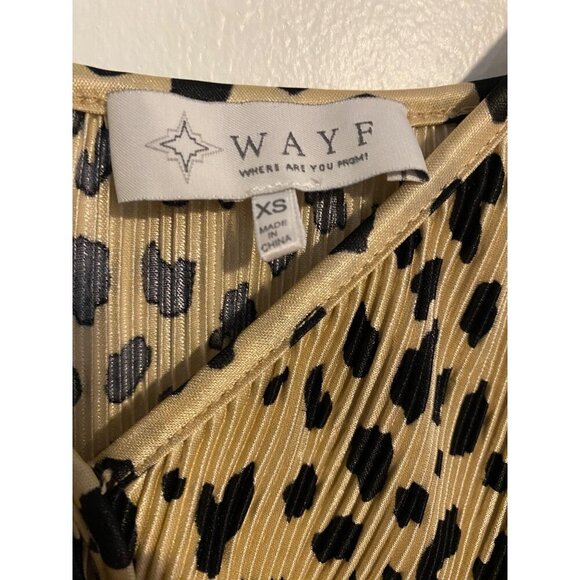 Wayf Womens Leopard Print Bodysuit XS Beige & Black Mock Wrap Front - Picture 3 of 8